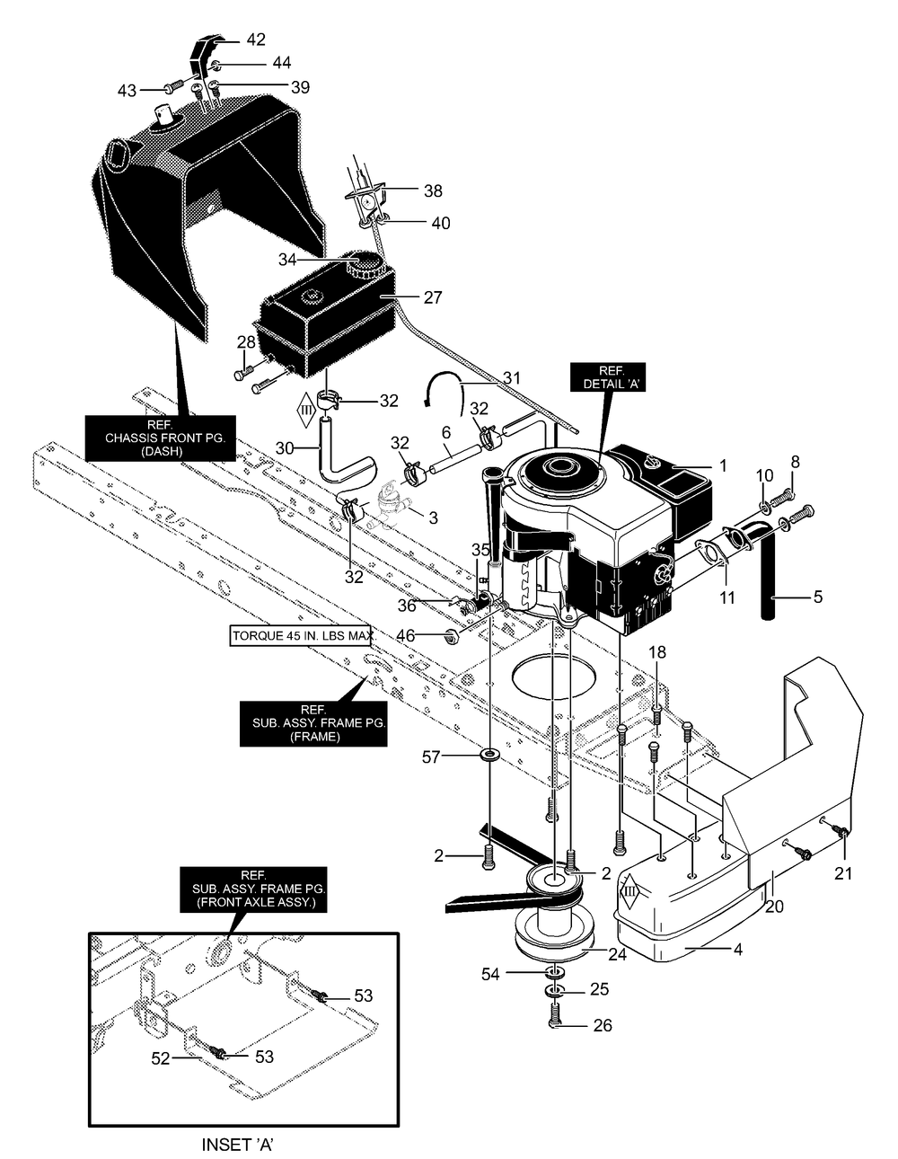 Engine And Control Assembly Diagram and Parts List for 403017X58A 2001 Briggs and Stratton Lawn Tractor
